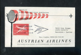 "OESTERREICH" 1961, AUA-Erstflugbrief "Wien-Barcelona" (60043) - Primeros Vuelos