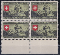 Verschiedenes 11 - Internement En Suisse - Viererblock Gezähnt -  Postfrisch/**/MNH - Etichette