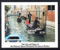 1985 Solomon Islands Queen Mother Boat Venice Italy JOINT ISSUE Souvenir Sheet MNH - Islas Salomón (1978-...)