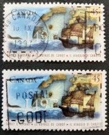 Canada 1997  USED  Sc1649 And 1649i   2 X 45c  John Cabot, With And Without GT4 Tagging - Used Stamps