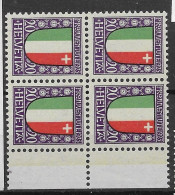 Switzerland 1921 Mnh ** 4 Double Print Red Colour Zumstein 27.1.10 720 Euros Singles ++ Variety - Abarten