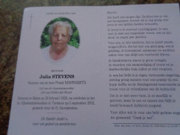 Doodsprentje/Bidprentje  Julia STEVENS   Balen 1926-2002 Turnhout   (Wwe Frans MANNAERTS) - Religion & Esotérisme