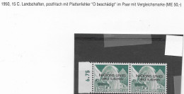 Switzerland Pair VARIETY Mnh ** 50 Euros 1950 "O In Nations" Overprint Error Left Stamp - Variétés