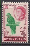 Cayman Islands 1962-64 QE2 1/4d Cayman Parrot MLH SG 165 ( M1085 ) - Cayman Islands