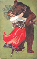 Ours Humanisé * CPA Illustrateur Art Nouveau JugendstilE. Oswald * La Danse * Dancing Dancers Femme Bear - Beren