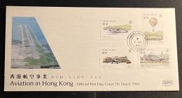 1984 Hong Kong Aviation Airplanes Balloons  FDC First Day Cover - FDC