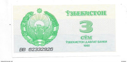 *uzbekistan 3 Sum 1992  62  Unc - Ouzbékistan