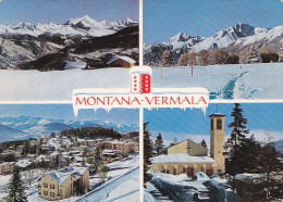 Suisse--CRANS-MONTANA --1966--- Montana-Vermala--- Multivues .....timbre.....cachet - Crans-Montana