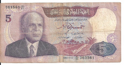 TUNISIE 5 DINARS 1983 VG+ P 79 - Tusesië