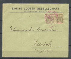 POLEN Poland 1919 Kreditverein Bank Cover With Interesting Red Cancel, Sent To Switzerland Zürich + Censur - Lettres & Documents