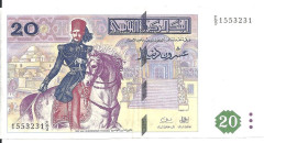 TUNISIE 20 DINARS 1992 VF+ P 88 - Tusesië