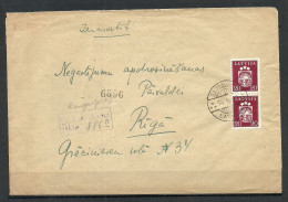 LETTLAND Latvia 1940 O DAUGAWPILS Registered Cover To Riga Michel 287 As Pair - Lettonie