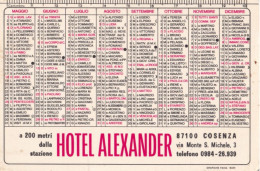 Calendarietto - Hotel Alexander - Cosenza - Anno 1980 - Kleinformat : 1971-80