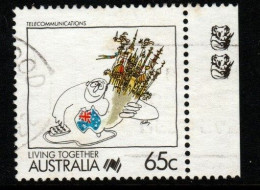 Australia Cat 1139a 1988 65c Telecommunications, 2 Koalas Reprint, Used - Probe- Und Nachdrucke