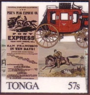 TONGA 1989 Cromalin Proof - Shows Mail Delivery By  Stage Coach And Pony Express - Last Of 4 Which Exist - Postkoetsen