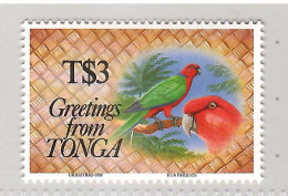 Tonga 1988, 3c Red Shinning Parrot, MNH** - Papagayos