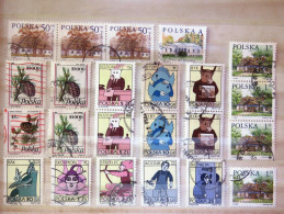 Poland 1993 - 1999 Pine Cones Houses Zodiac Bow Scorpio Motorcycle Cancer Fishes - Used Stamps