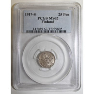 FINLANDE - KM 6 - 25 PENNIA 1917 S - PCGS MS 62 - SUP+ - Finlande