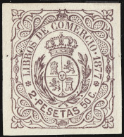 ESPAGNE / ESPANA - COLONIAS (Cuba) 1877 Sello Fiscal "LIBROS DE COMMERCIO" 2,50 Ptas Violeta - Nuevo Sin Goma - Cuba (1874-1898)