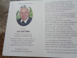 Doodsprentje/Bidprentje  Jef JACOBS   Balen 1920-2002 Mol  (Wdr Josephina VERMEULEN) - Religion & Esotérisme