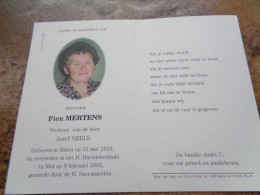 Doodsprentje/Bidprentje  Fien MERTENS   Balen 1923-2002  (Wwe Jozef NEELS) - Religion & Esotérisme