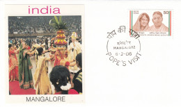 INDIA Cover 13-40,popes Travel 1985 - Papi