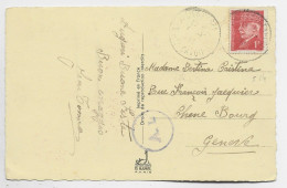 PETAIN 1FR N° 514 SEUL CARTE 5 MOTS ST JULIEN HAUTE SAVOIE 1943 POUR GENEVE CENSURE AL 20C EN TROP - 1941-42 Pétain