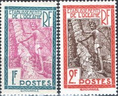 OCEANIA-POLINESIA FRANCESE, MAORI, SEGNATASSE, POSTAGE DUE, 1929, FRANCOBOLLI NUOVI (MLH*) Scott:FR-OC   J15,J16 - Timbres-taxe