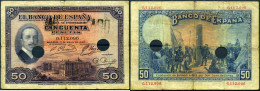 640 ESPAÑA 1927 50 PESETAS 1927 SELLO REPUBLICA - Altri & Non Classificati