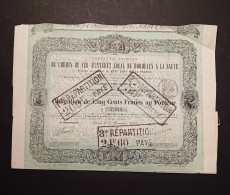 COMPAGNIE DU CHEMIN DE FER - D'INTERET LOCAL DE BORDEAUX A LA SAUVE - ACTION DE 500 FRANCS 1867 - Ferrocarril & Tranvías