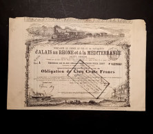 COMPAGNIE DU CHEMIN DE FER - D'ALAIS AU RHONE ET A LA MEDITERRANEE - OBLIGATION DE 500 FR. 1879 - Chemin De Fer & Tramway