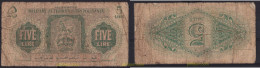 3436 LIBIA 1943 LIBYA 5 LIRE 1943 - Libye