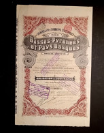 COMPAGNIE DU CHEMIN DE FER - BASSES PYRENEES ET PAYS BASQUES  - OBLIGATION DE 500 FR. 1897 - Chemin De Fer & Tramway