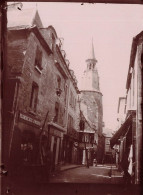 Dinan * Rue Et Beffroi , Plomberie Zinguerie * Photo Ancienne Albuminée Circa 1895/1905 * Format 12x9cm - Dinan