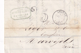 Anduze (Gard 30) Lettre Philatélique Louis-Napoléon Du 14 Février 1851 De Anduze à Marvejols (Lozère) - 1852 Louis-Napoléon