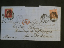 DI 16  GREAT BRITAIN  BELLE LETTRE 1867  LONDON A BORDEAUX  FRANCE + AFF. INTERESSANT+++ - Storia Postale