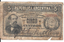 ARGENTINE 5 CENTAVOS 1883 VG+ P 5 - Argentina