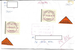 1619l: Österreich 1994, ATM Auf Nachnahme- Brief, 10.00 Und 12.50 ÖS Bedarfspost 6960 Wolfurt- Bahnhof - Errores & Curiosidades