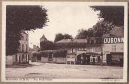 CPA 94 - MANDRES - Rue Paul Doumer - TB PLAN CENTRE VILLE - Devantures Magasins Café Publicité DUBONNET PLM - Mandres Les Roses