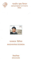 INDIA - 2005 - BROCHURE OF MADHAVRAO SCINDIA STAMP DESCRIPTION AND TECHNICAL DATA. - Covers & Documents