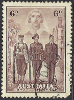 AUSTRALIA 1940 KGVI 6d  Brown-Purple Australian Imperial Forces SG199 Used - Usados