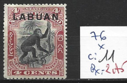 LABUAN 76 * Côte 11 € ( Charnière Forte ) - Noord Borneo (...-1963)