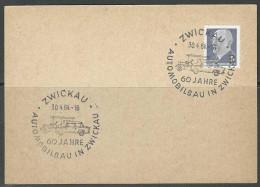 Postkarte - DDR 1964 - Sonderstempel - Zwickau - 60 Jahre Automobilbau In Zwickau - Stempeltag 30/04/1964. - Otros & Sin Clasificación