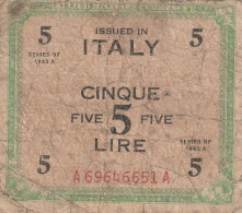 BANCONOTA ITALIA 5 LIRE- OCCUPAZIONE ALLEATA F  (B_501 - Geallieerde Bezetting Tweede Wereldoorlog