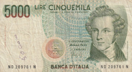 BANCONOTA ITALIA L.5000 BELLINI VF  (B_436 - 5000 Liras