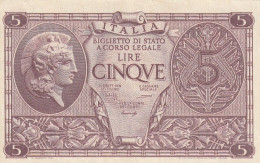 BANCONOTA ITALIA REGNO BIGLIETTO DI STATO LIRE 5 UNC  (B_412 - Italia – 5 Lire