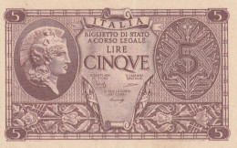 BANCONOTA ITALIA REGNO BIGLIETTO DI STATO LIRE 5 UNC  (B_415 - Italië– 5 Lire