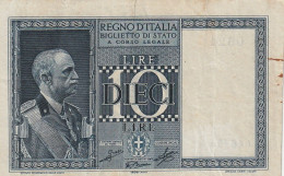 BANCONOTA ITALIA REGNO BIGLIETTO DI STATO LIRE 10 EF  (B_406 - Italia – 10 Lire