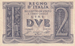 BANCONOTA ITALIA REGNO LIRE DUE BIGLIETTO DI STATO AUNC  (B_405 - Italia – 2 Lire