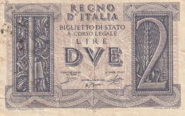 BANCONOTA ITALIA REGNO LIRE DUE BIGLIETTO DI STATO VF  (B_403 - Italië – 2 Lire